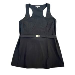 Reformation Black Mariella Mini Dress Taffeta Belted Sz XL A Line LBD